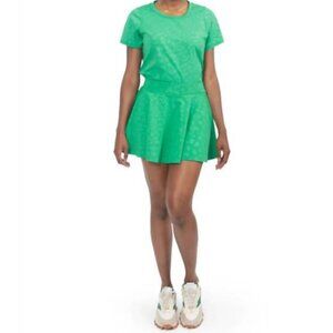 NWT Emily McCarthy Serena Skort Green Leopard Size M Tennis Skirt